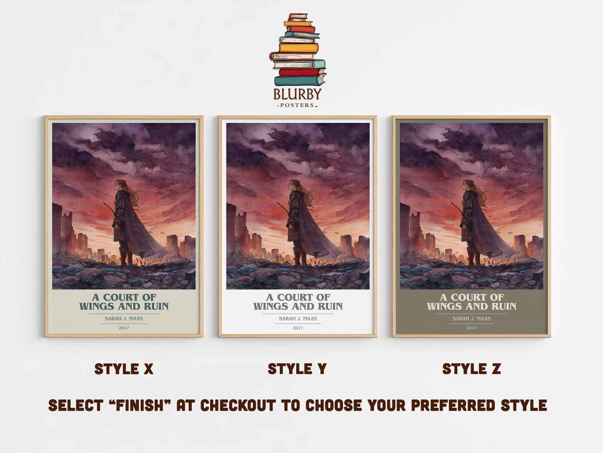 A Court of Wings and Ruin book cover print in frame leaning in hallway – fantasy wall art