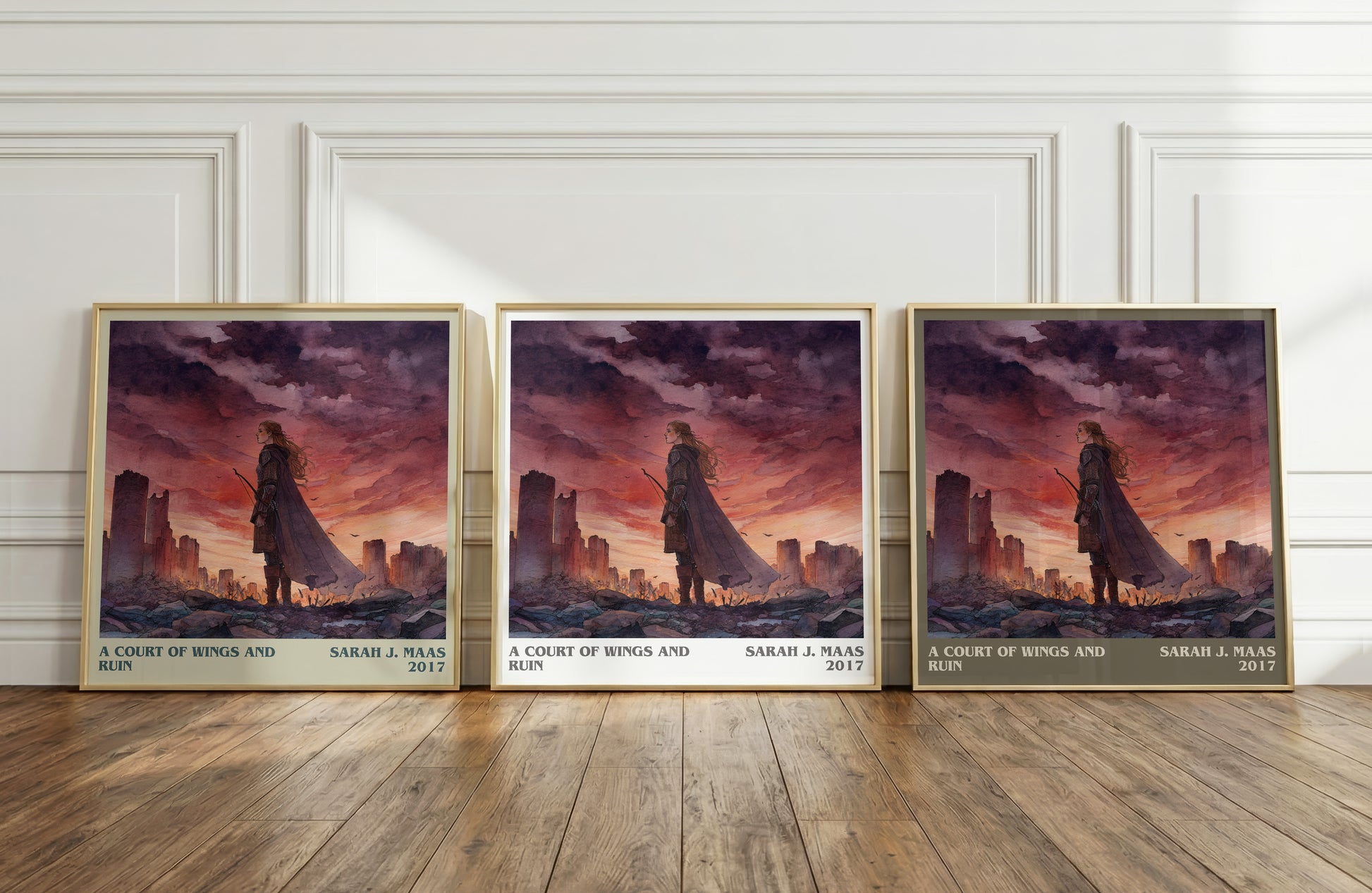 A Court of Wings and Ruin literary print framed by window – literary home decor