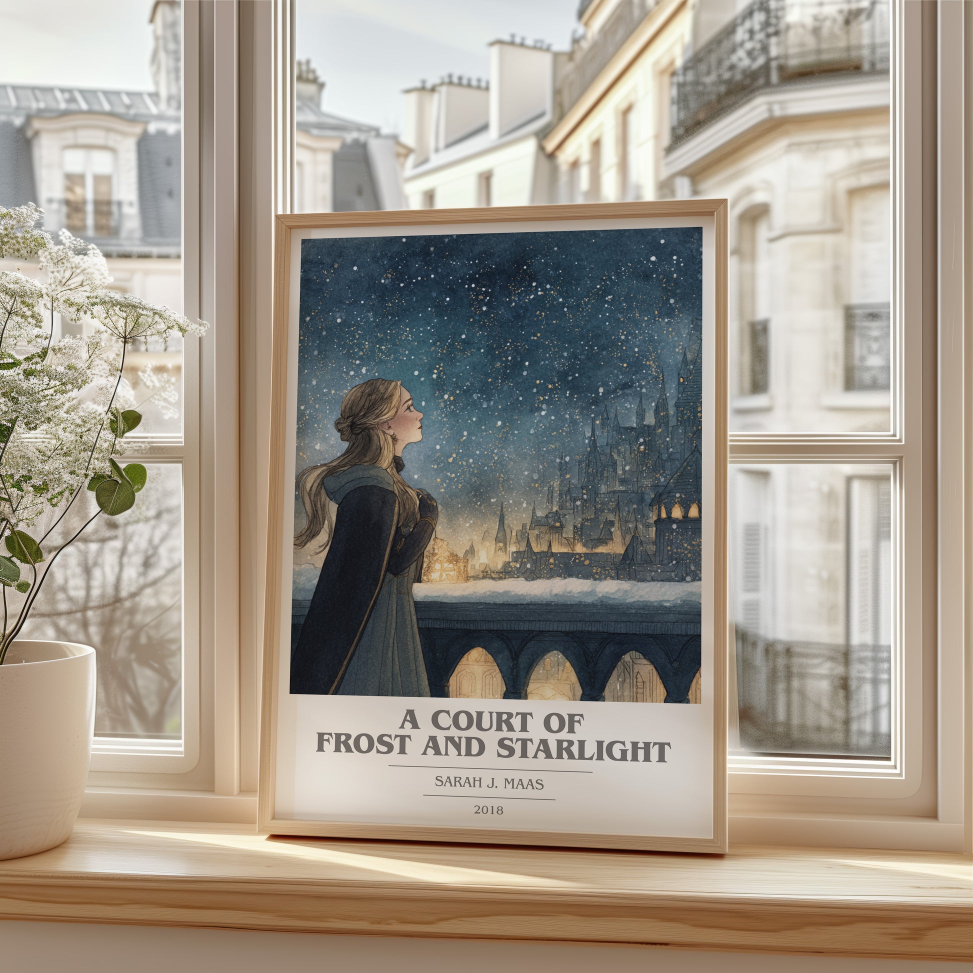 A Court of Frost and Starlight book cover poster colour and style options – Sarah J. Maas book art