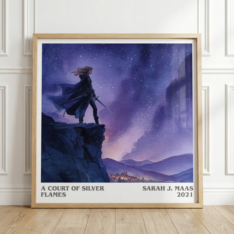 A Court Of Silver Flames literary print in frame leaning in hallway – fantasy wall art