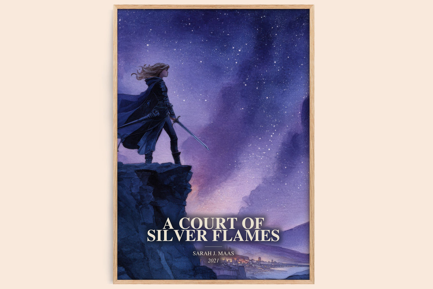 A Court Of Silver Flames watercolour book poster by Sarah J. Maas – framed literary art print