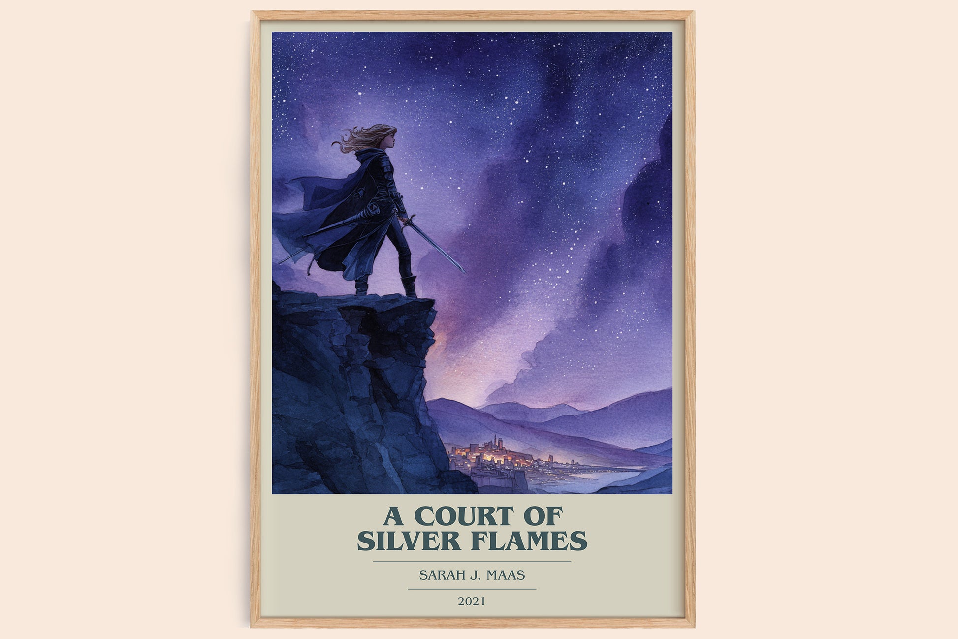 A Court Of Silver Flames book cover book poster by Sarah J. Maas – framed literary art print