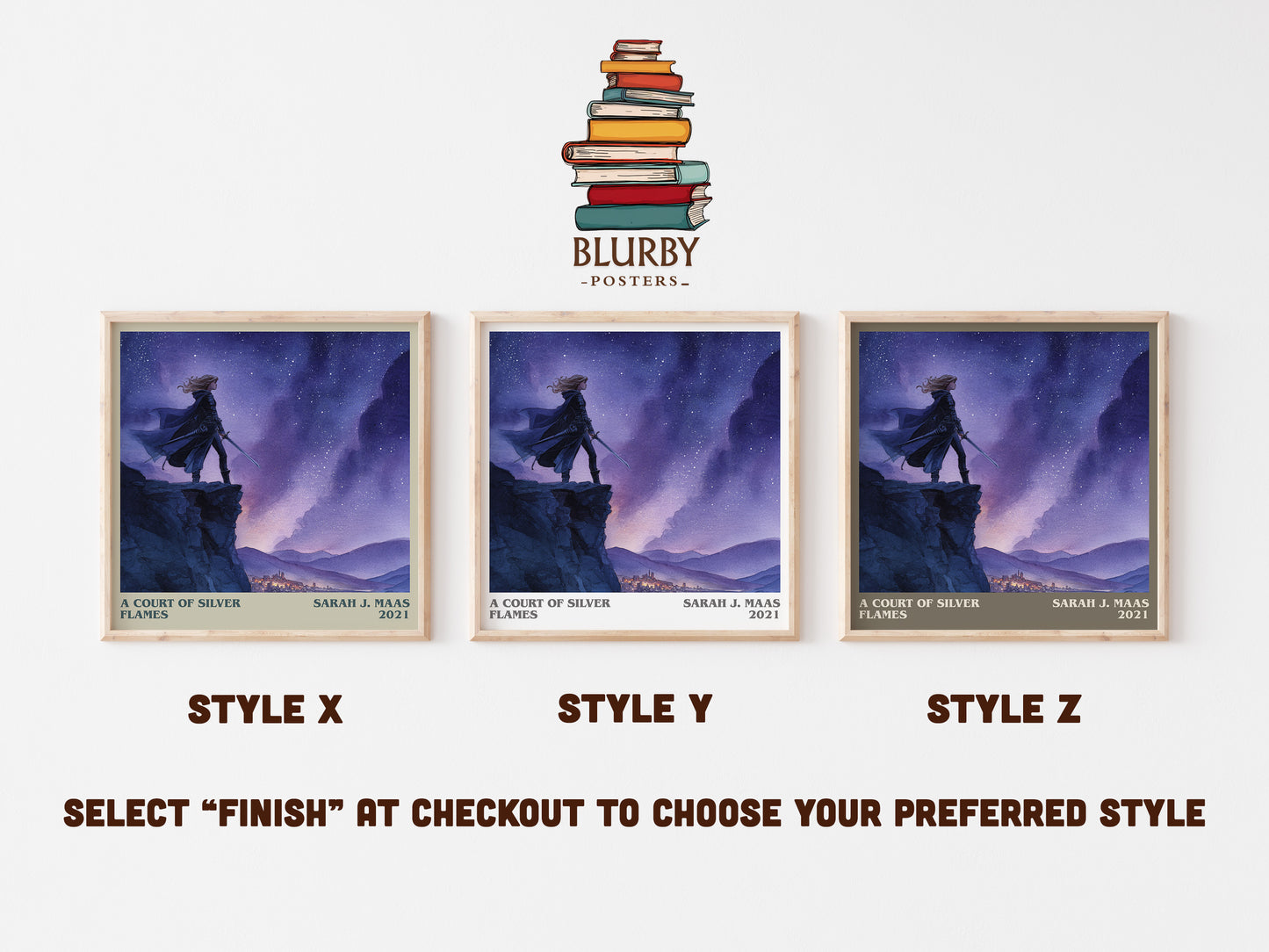 A Court Of Silver Flames literary art print colour and style options – Sarah J. Maas book art