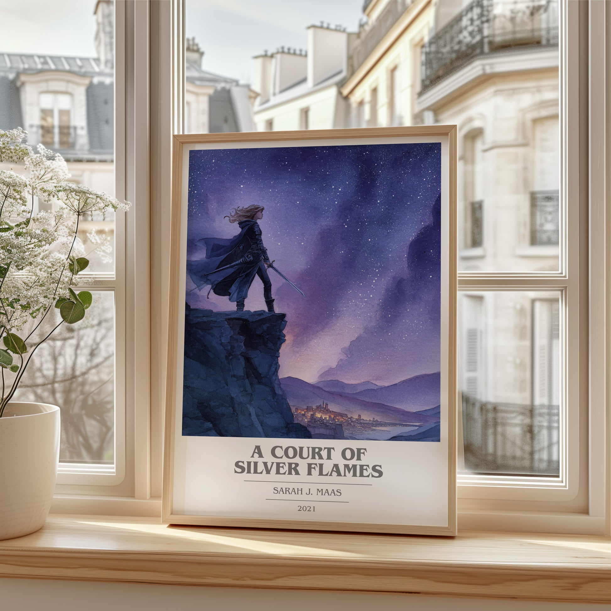 A Court Of Silver Flames book cover poster colour and style options – Sarah J. Maas book art