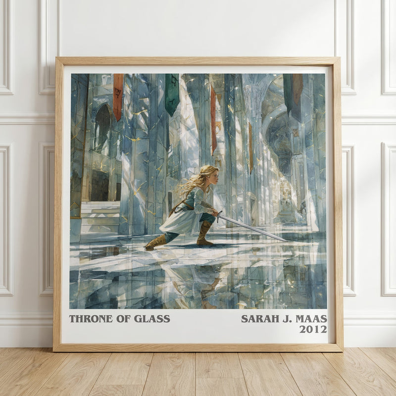 Throne of Glass literary print in frame leaning in hallway – fantasy wall art