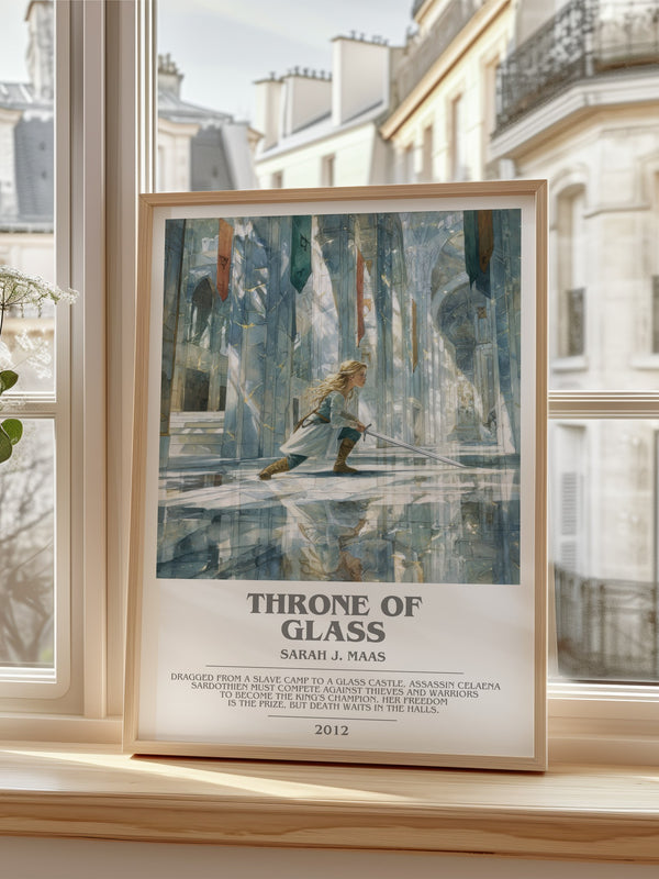 Throne of Glass Bookish Wall Art by Sarah J. Maas – framed print by a bright window