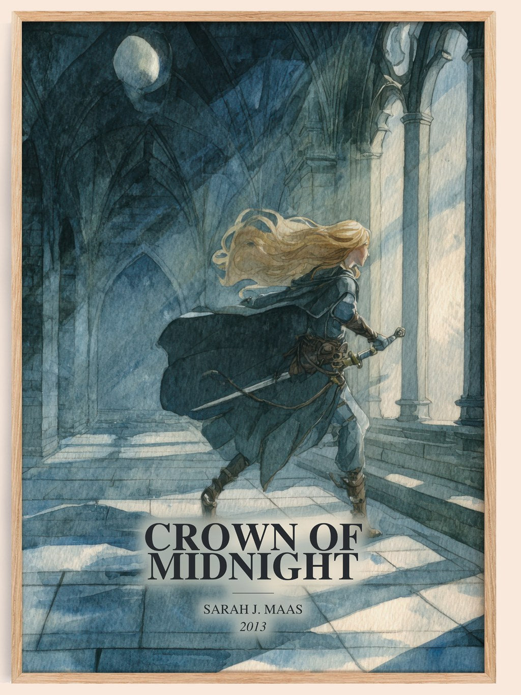 Crown Of Midnight watercolour book poster by Sarah J. Maas – framed literary art print