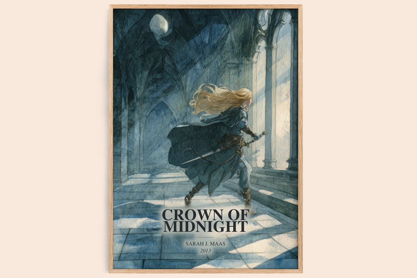 Crown Of Midnight watercolour book poster by Sarah J. Maas – framed literary art print