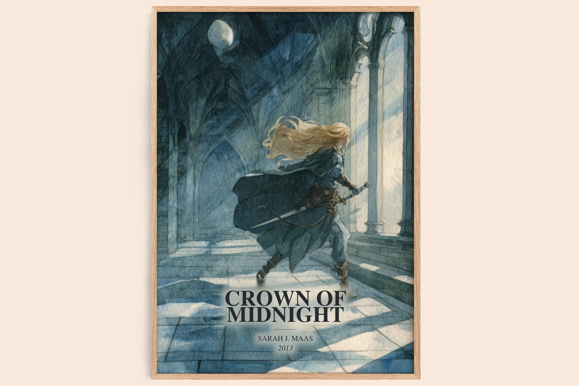 Crown Of Midnight watercolour book poster by Sarah J. Maas – framed literary art print