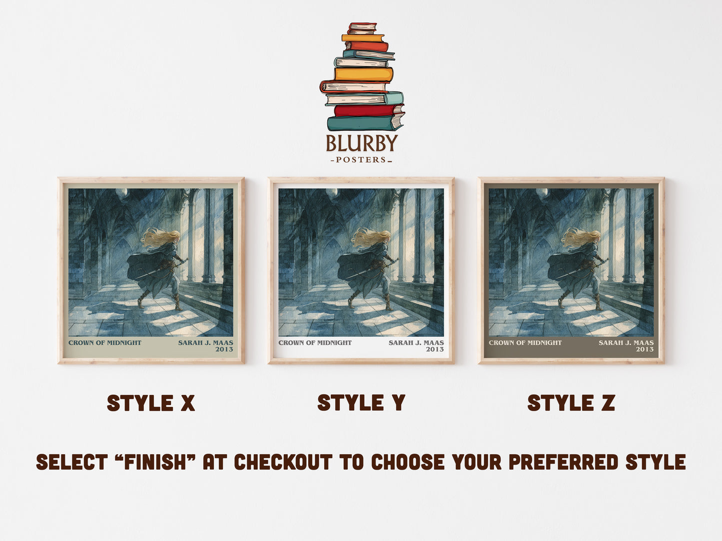 Crown of Midnight literary art print colour and style options – Sarah J. Maas book art