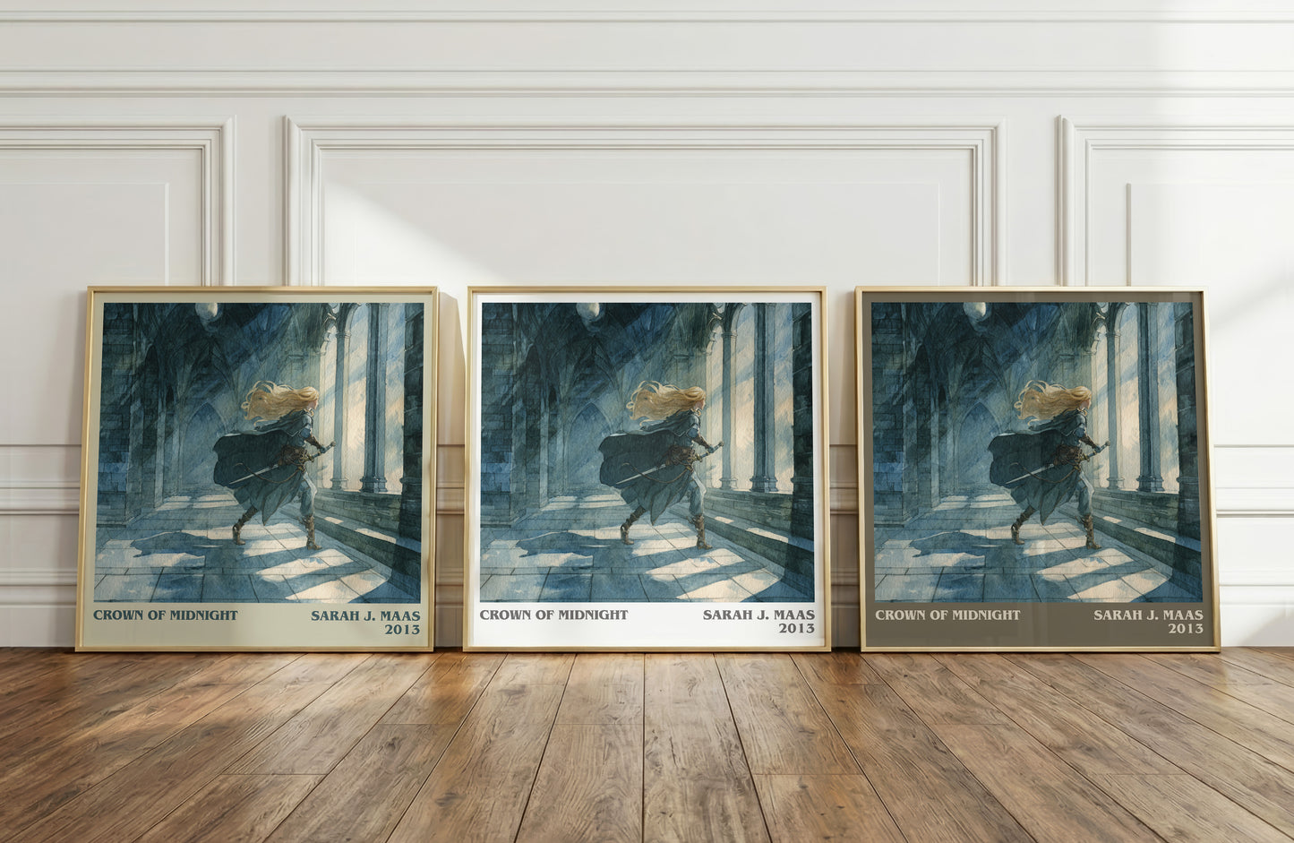 Crown of Midnight literary print framed by window – literary home decor