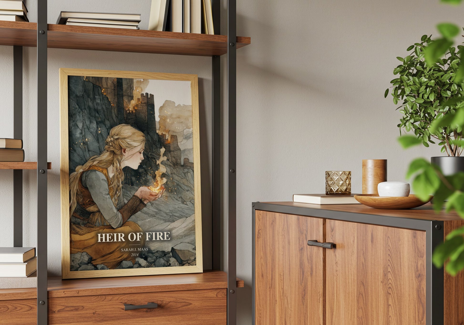 Heir Of Fire book watercolour illustration paper finish options – matte satin gloss