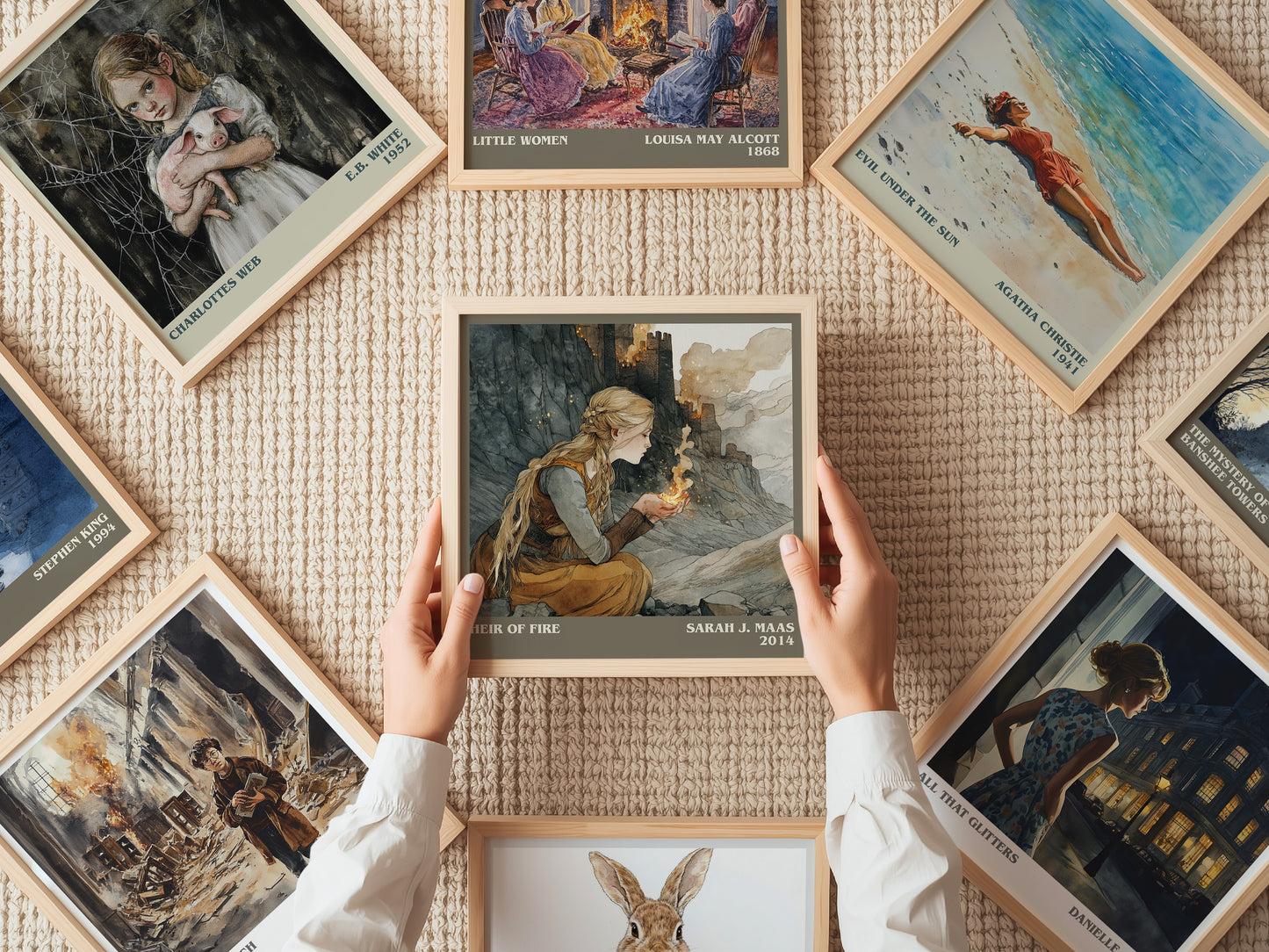 Heir of Fire literary print on bookshelf – Sarah J. Maas fan gift