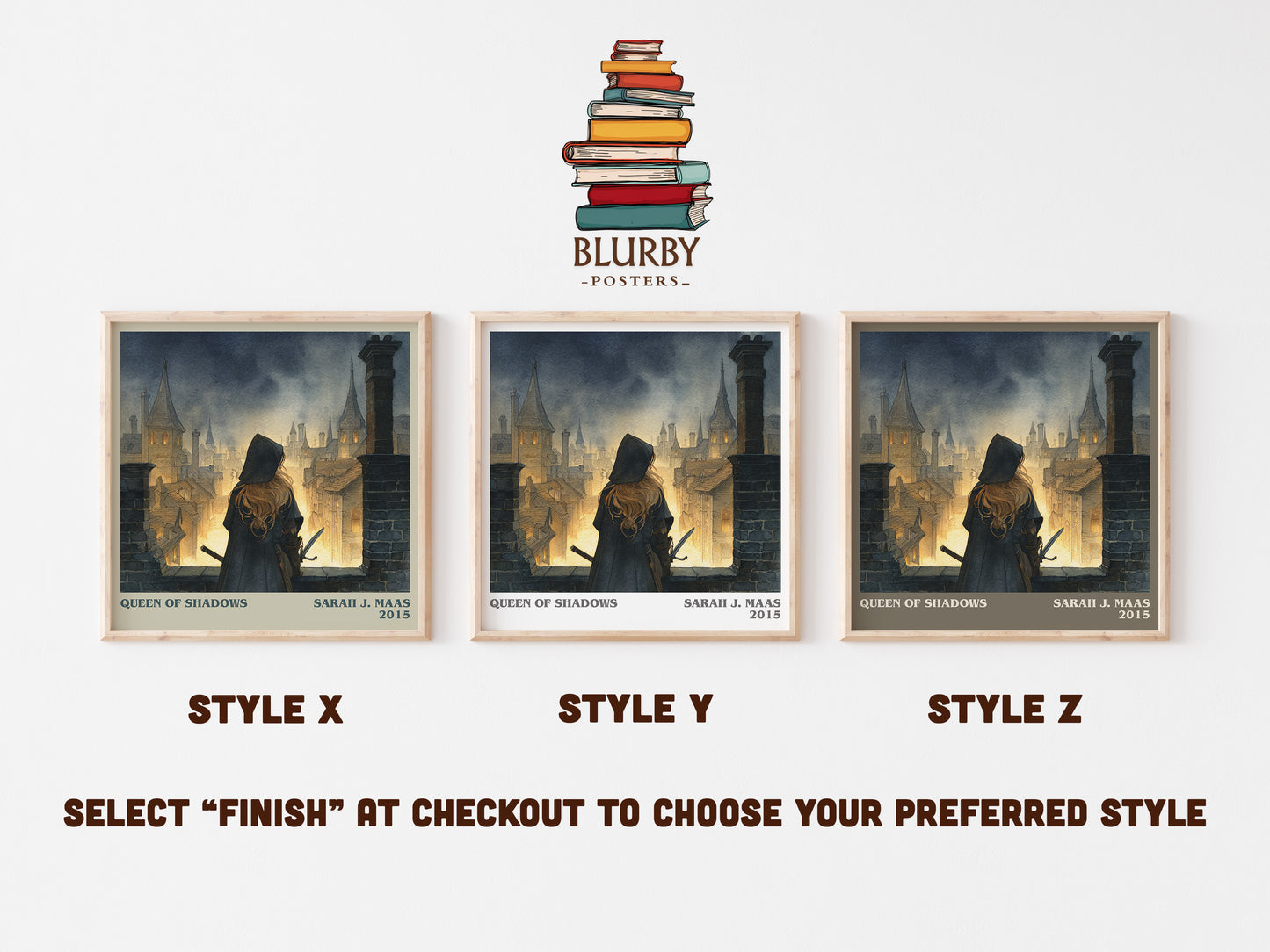 Queen of Shadows literary art print colour and style options – Sarah J. Maas book art