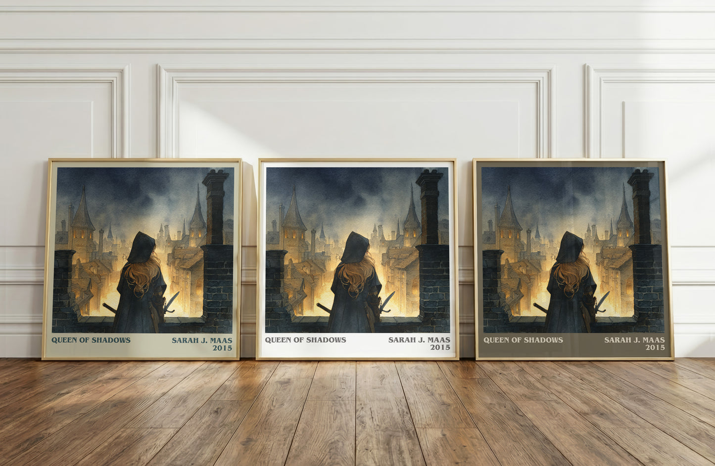 Queen of Shadows literary print framed by window – literary home decor