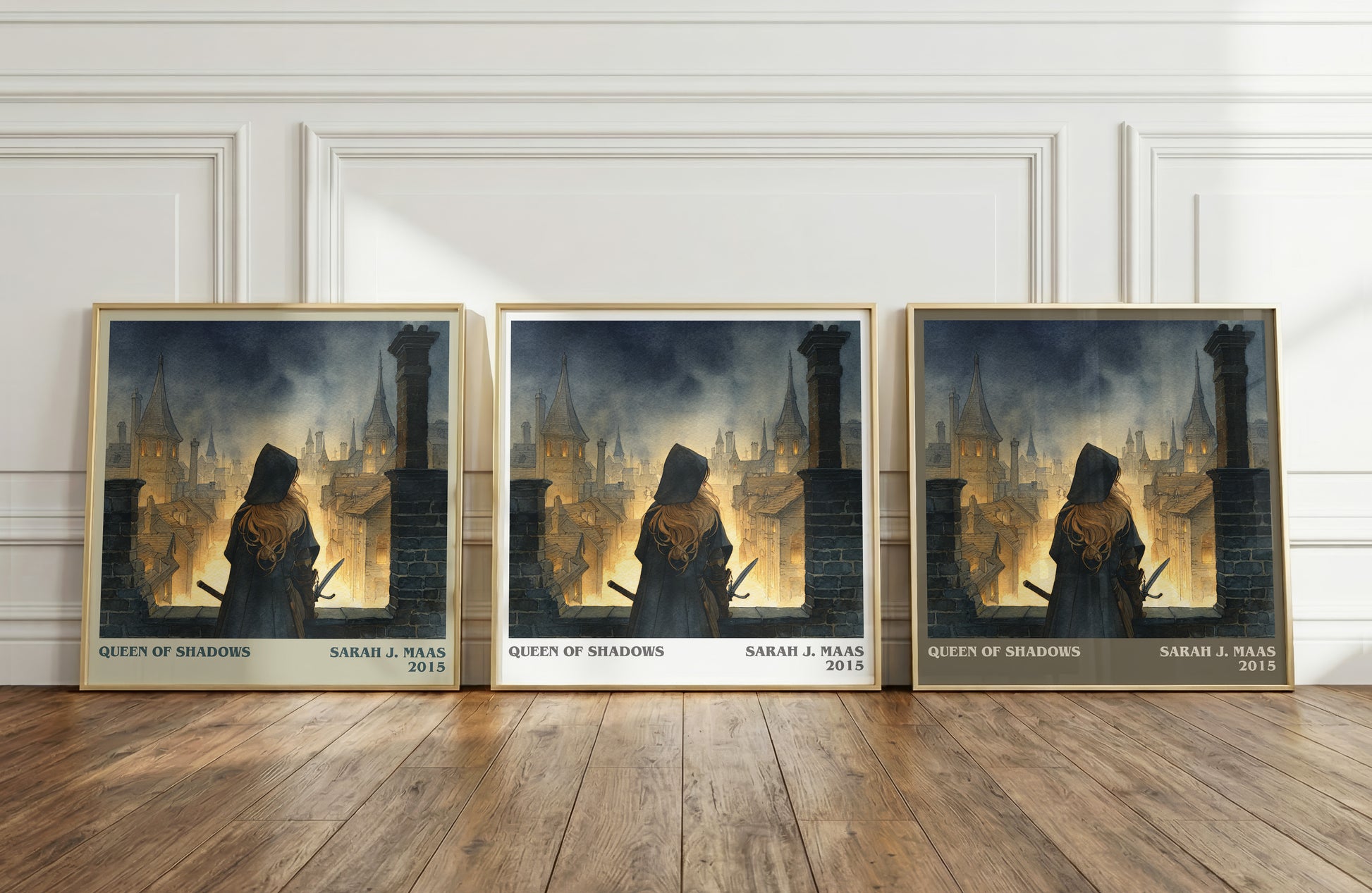 Queen of Shadows literary print framed by window – literary home decor