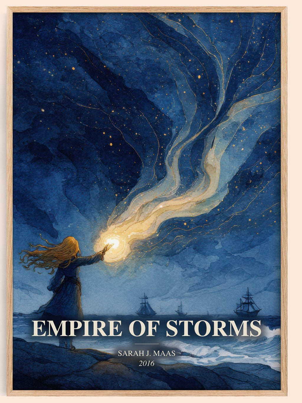 Empire Of Storms watercolour book poster by Sarah J. Maas – framed literary art print