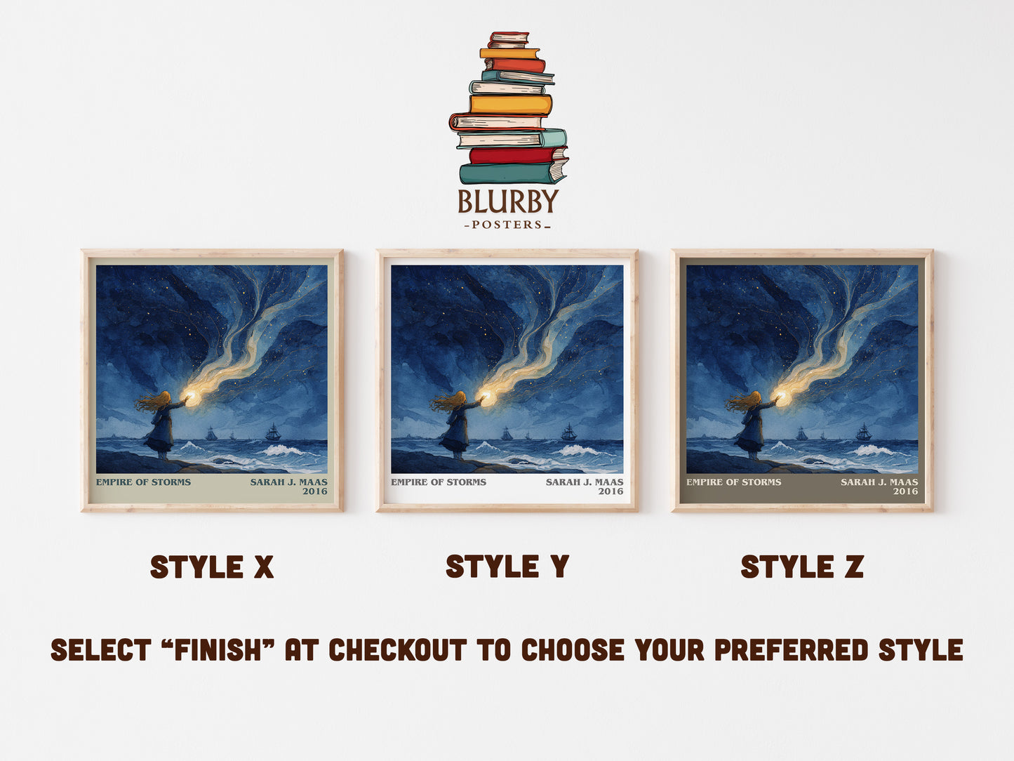 Empire of Storms literary art print colour and style options – Sarah J. Maas book art