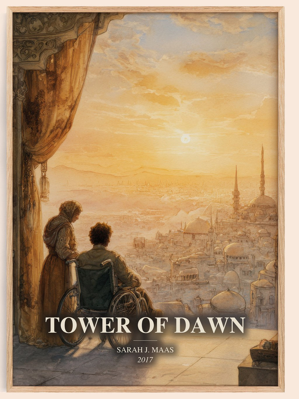 Tower Of Dawn watercolour book poster by Sarah J. Maas – framed literary art print