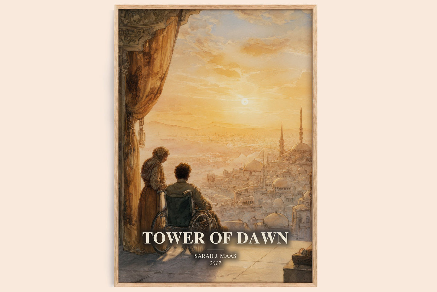 Tower Of Dawn watercolour book poster by Sarah J. Maas – framed literary art print