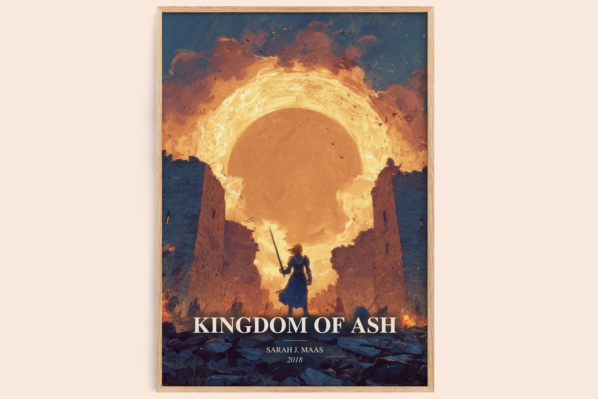 Kingdom Of Ash watercolour book poster by Sarah J. Maas – framed literary art print