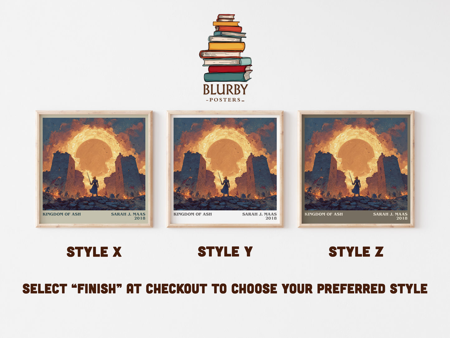 Kingdom of Ash literary art print colour and style options – Sarah J. Maas book art