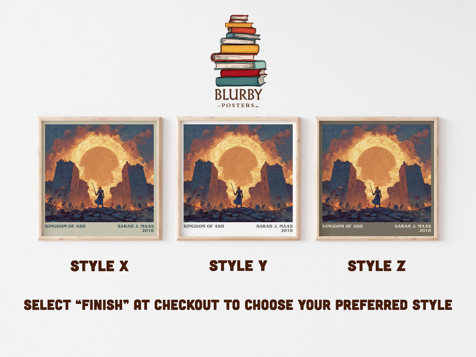 Kingdom of Ash literary art print colour and style options – Sarah J. Maas book art