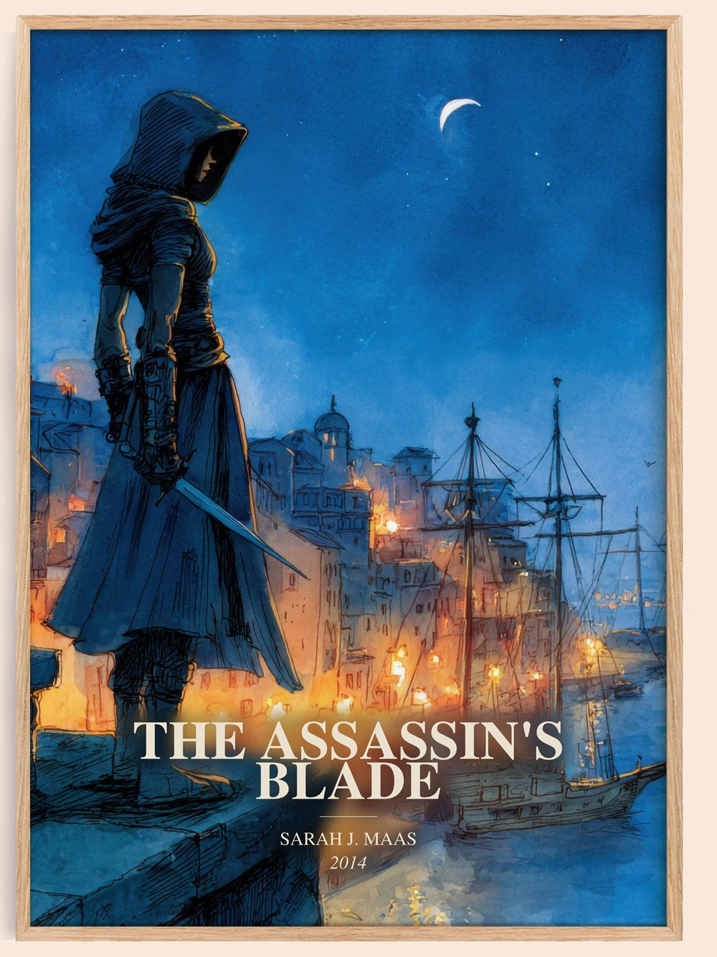 The Assassin'S Blade watercolour book poster by Sarah J. Maas – framed literary art print
