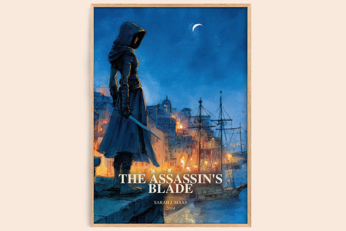 The Assassin'S Blade watercolour book poster by Sarah J. Maas – framed literary art print