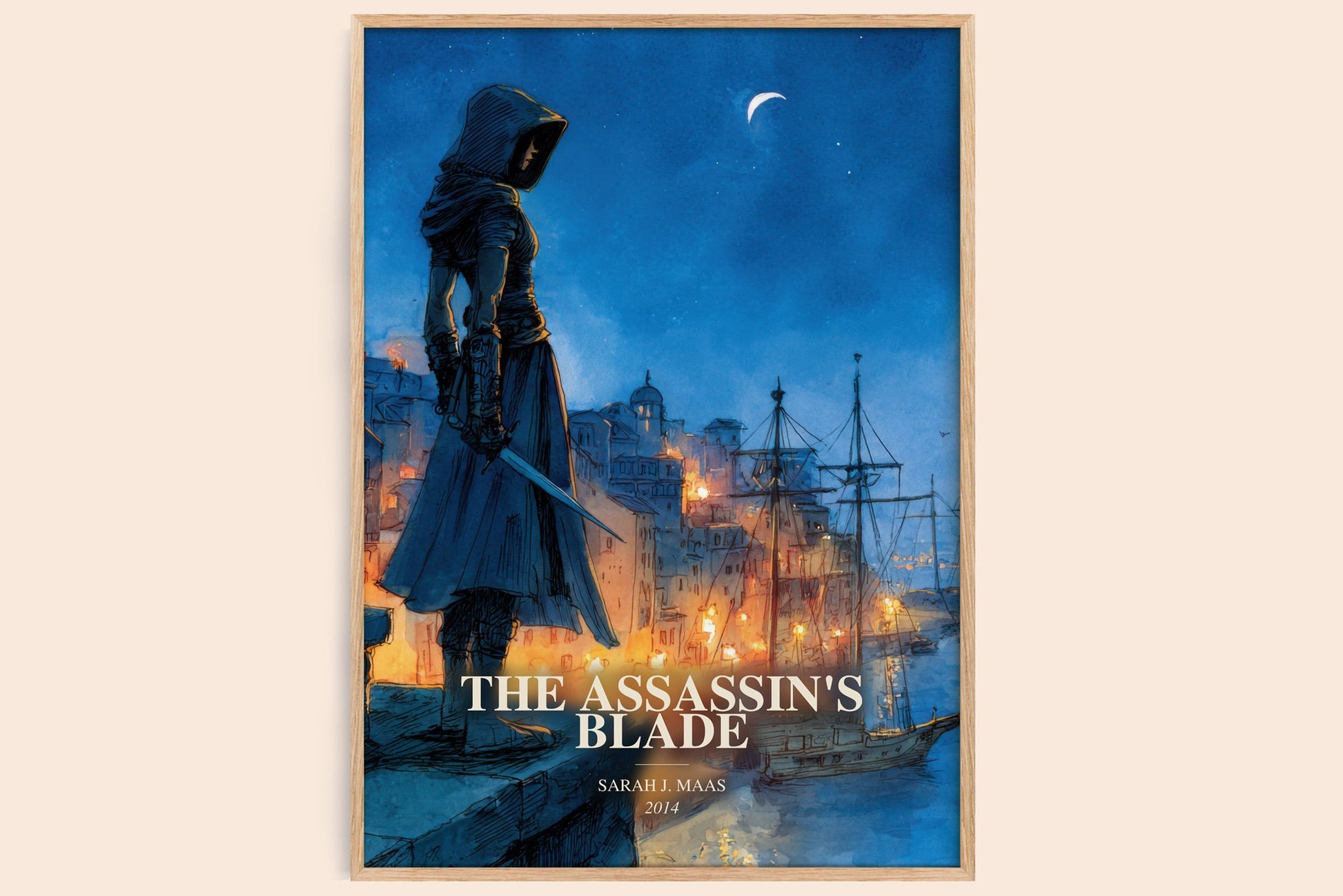 The Assassin'S Blade watercolour book poster by Sarah J. Maas – framed literary art print