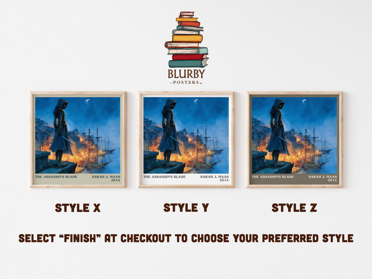 The Assassin's Blade literary art print colour and style options – Sarah J. Maas book art