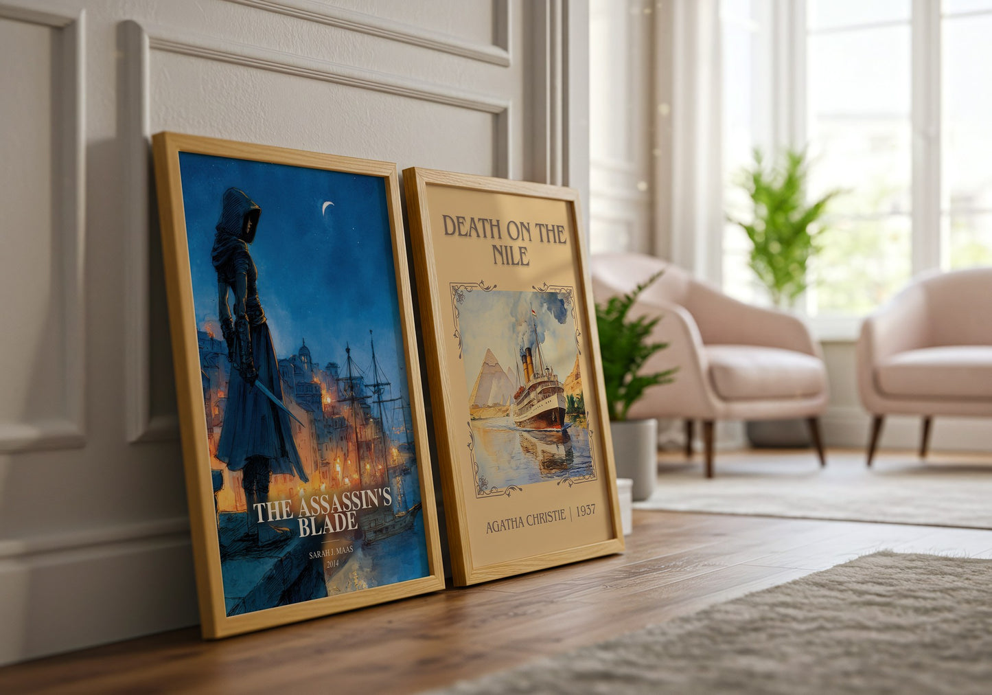 The Assassin'S Blade watercolour print framed by window – literary home decor