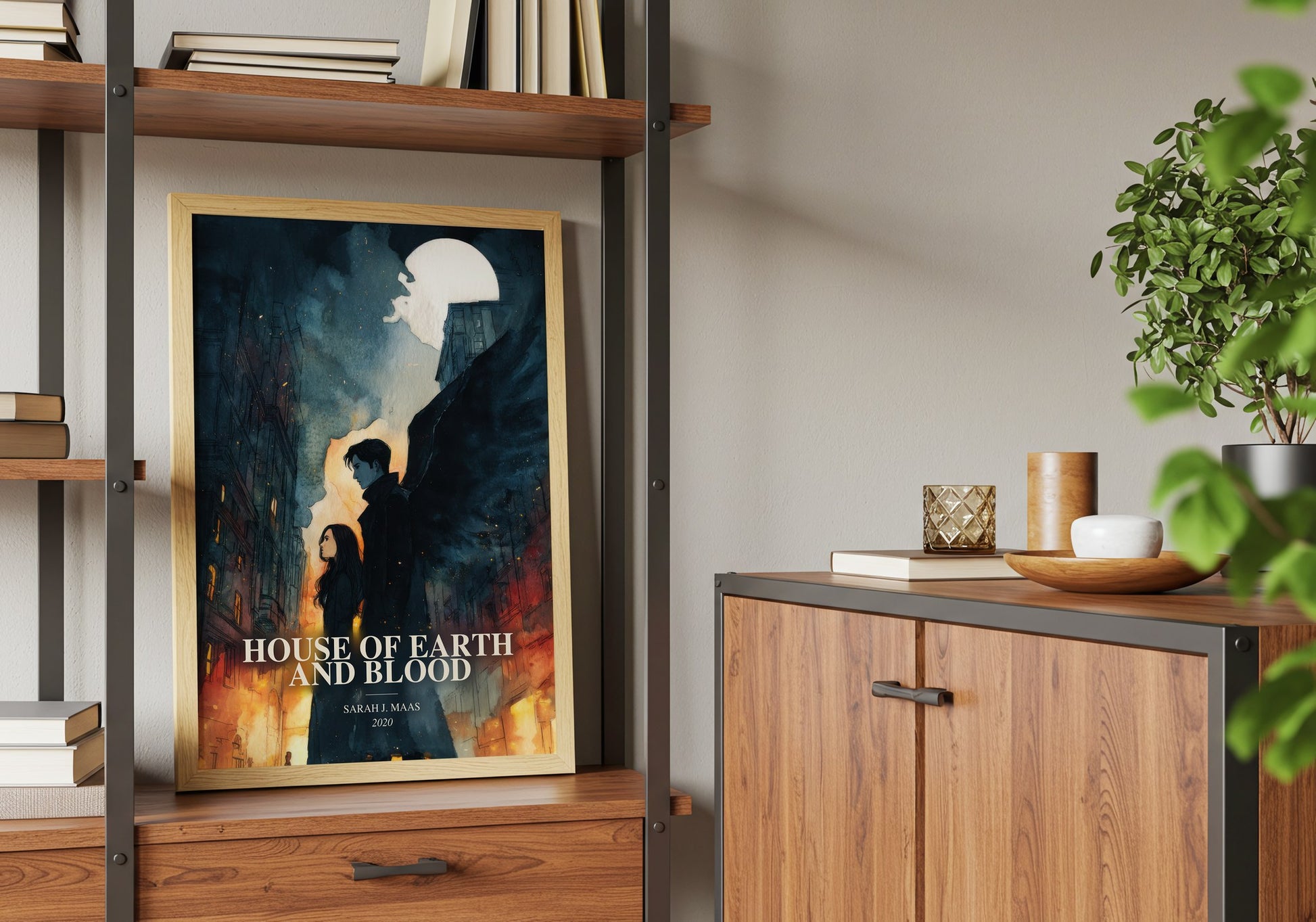 House Of Earth And Blood book watercolour illustration paper finish options – matte satin gloss