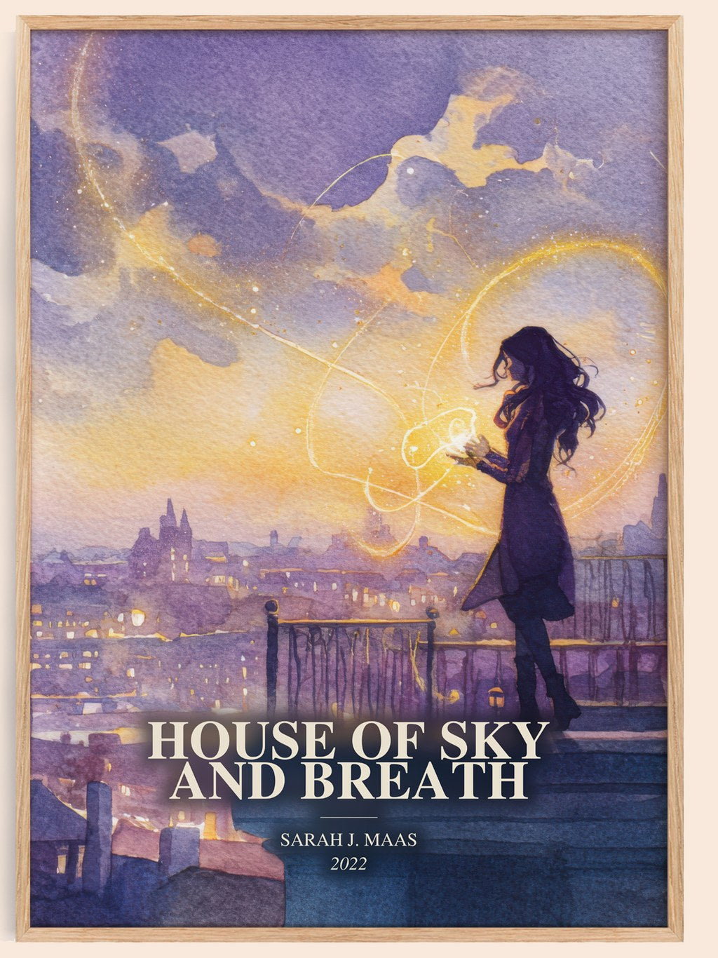 House Of Sky And Breath watercolour book poster by Sarah J. Maas – framed literary art print