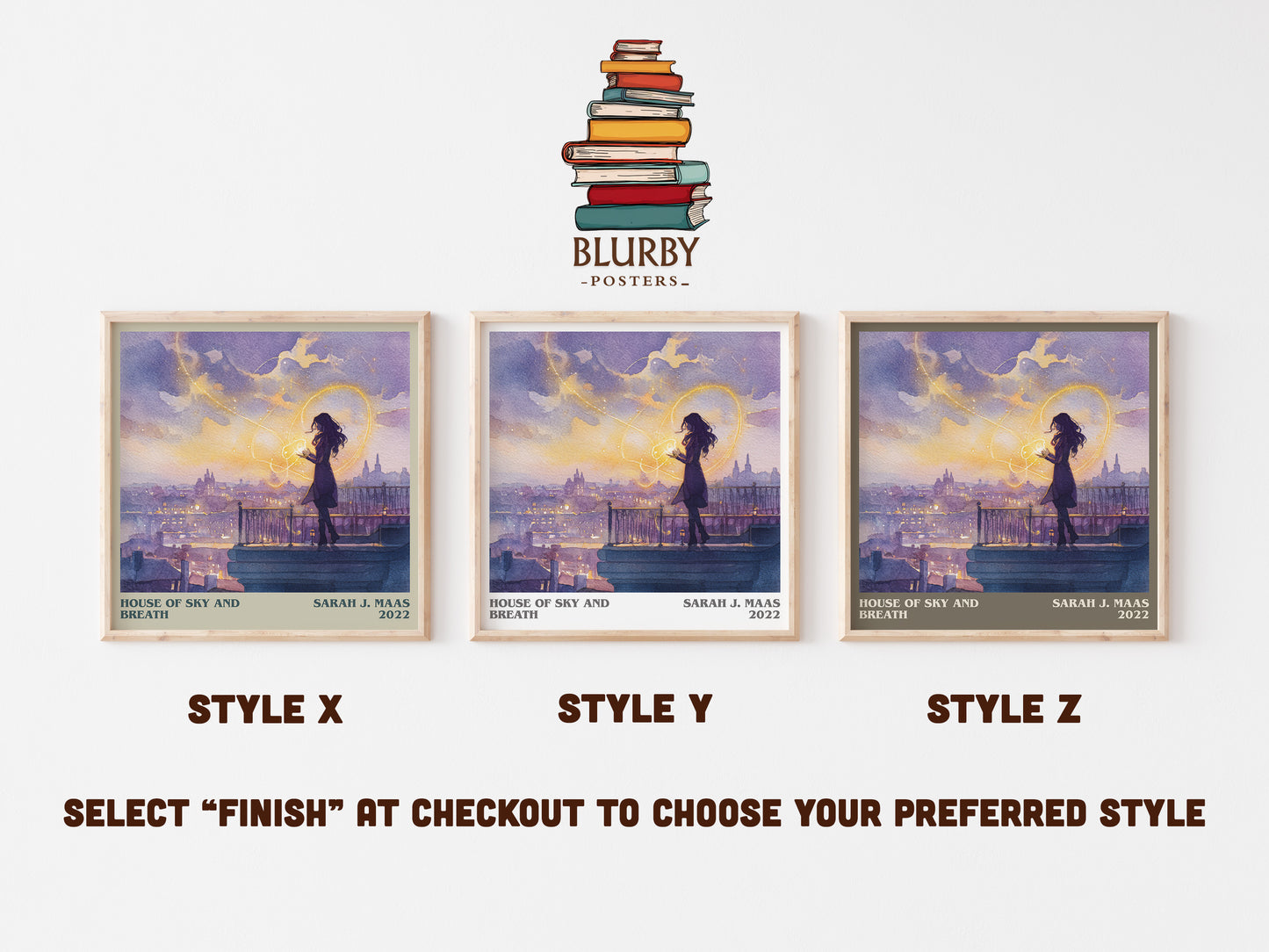 House of Sky and Breath literary art print colour and style options – Sarah J. Maas book art