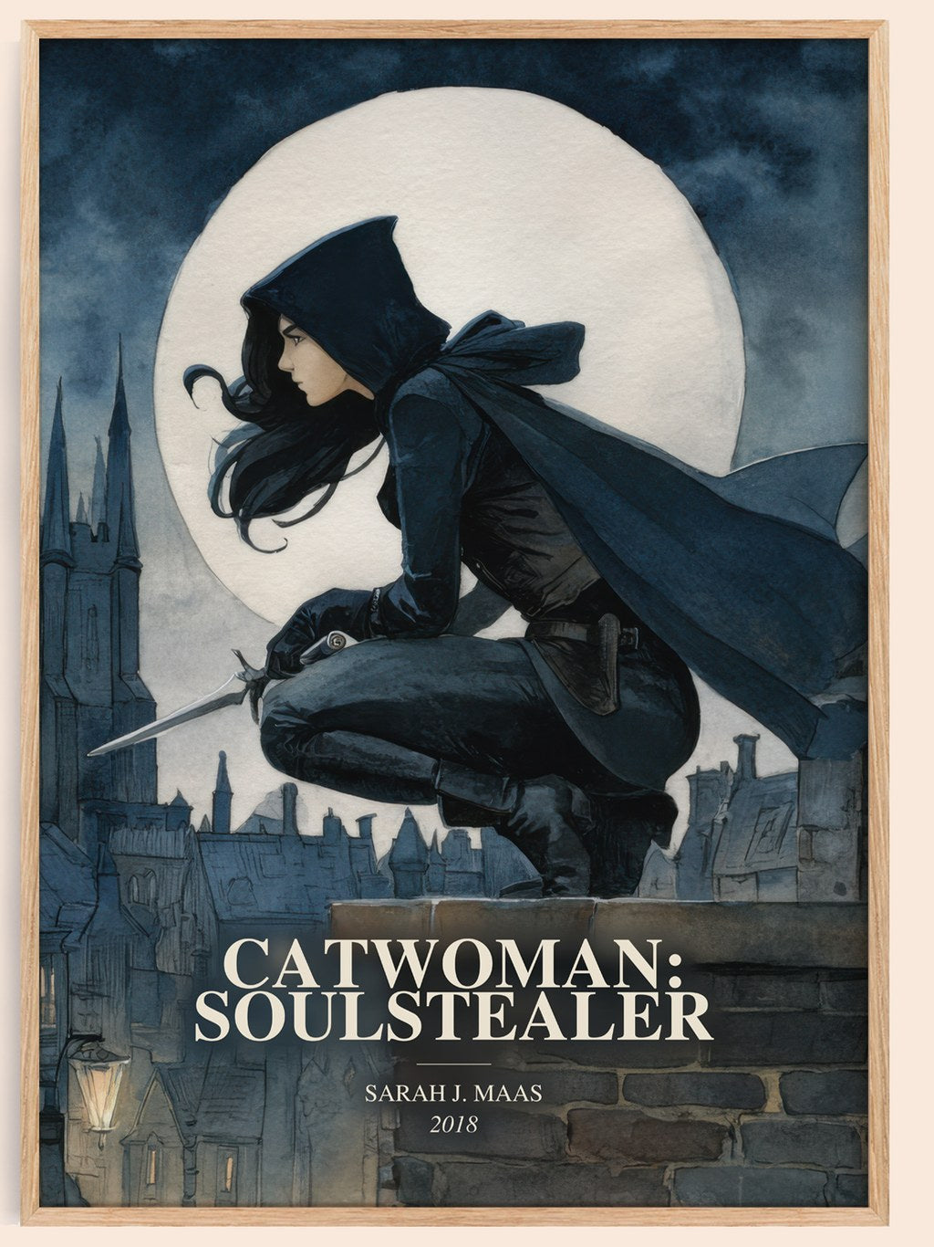 Catwoman: Soulstealer watercolour book poster by Sarah J. Maas – framed literary art print