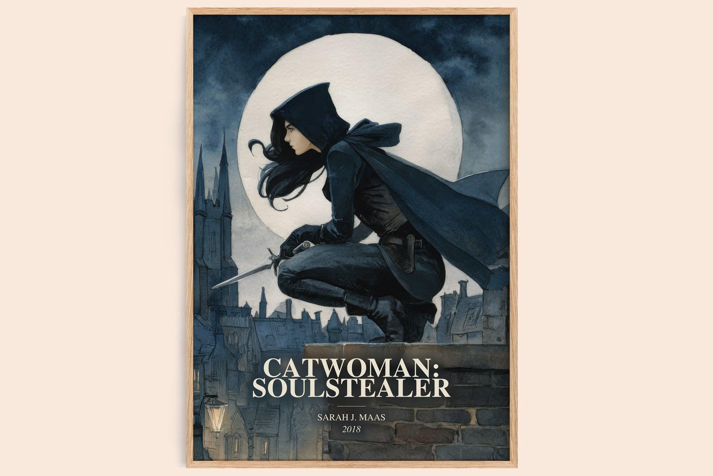 Catwoman: Soulstealer watercolour book poster by Sarah J. Maas – framed literary art print