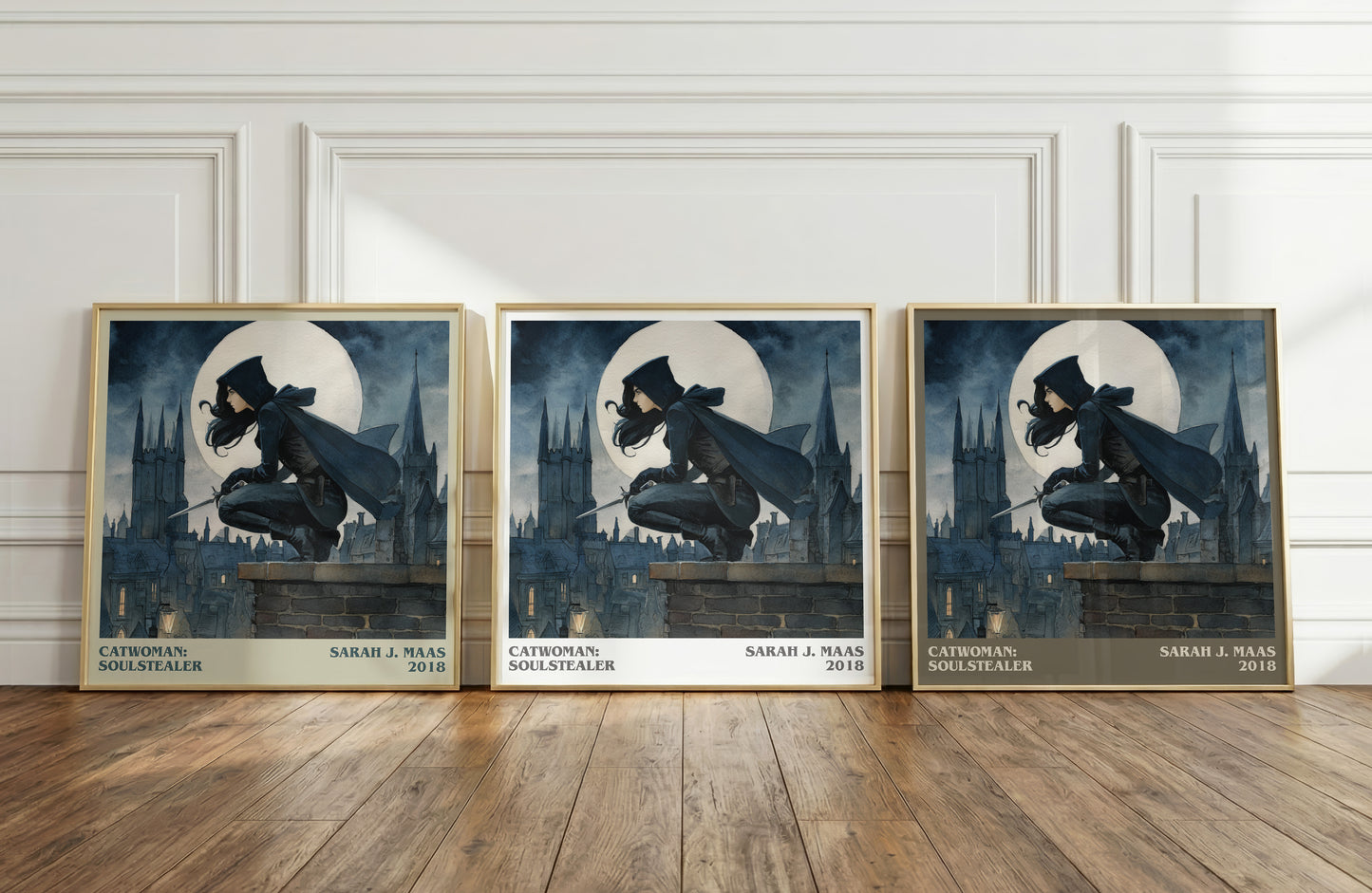 Catwoman: Soulstealer literary print framed by window – literary home decor