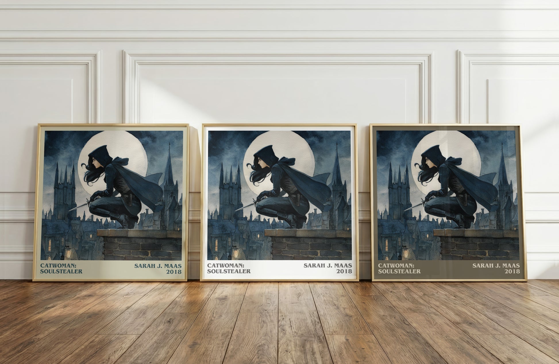 Catwoman: Soulstealer literary print framed by window – literary home decor