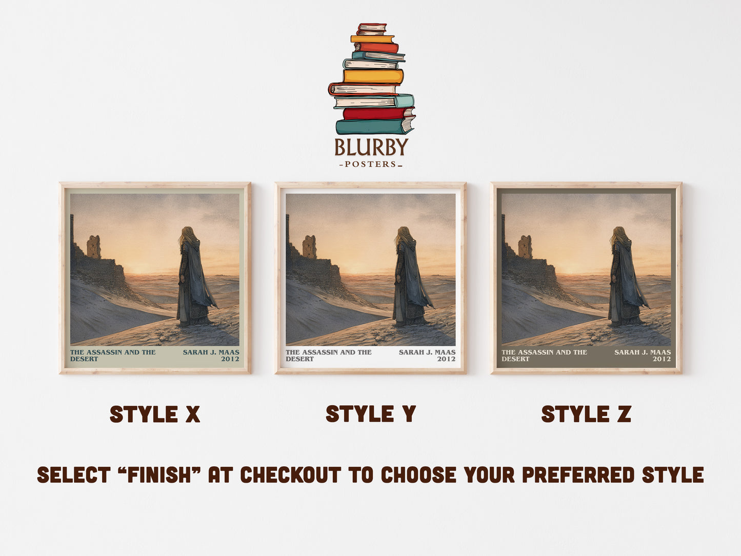 The Assassin And The Desert literary art print colour and style options – Sarah J. Maas book art