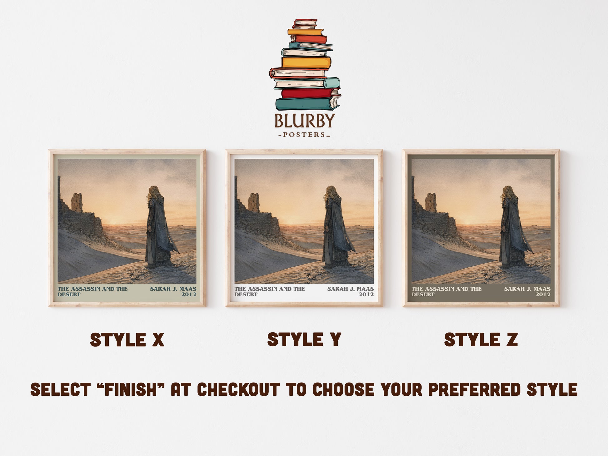 The Assassin And The Desert literary art print colour and style options – Sarah J. Maas book art