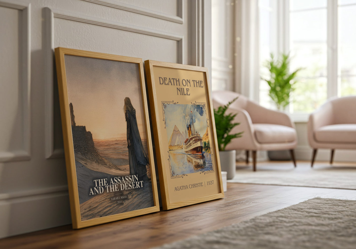 The Assassin And The Desert watercolour print framed by window – literary home decor
