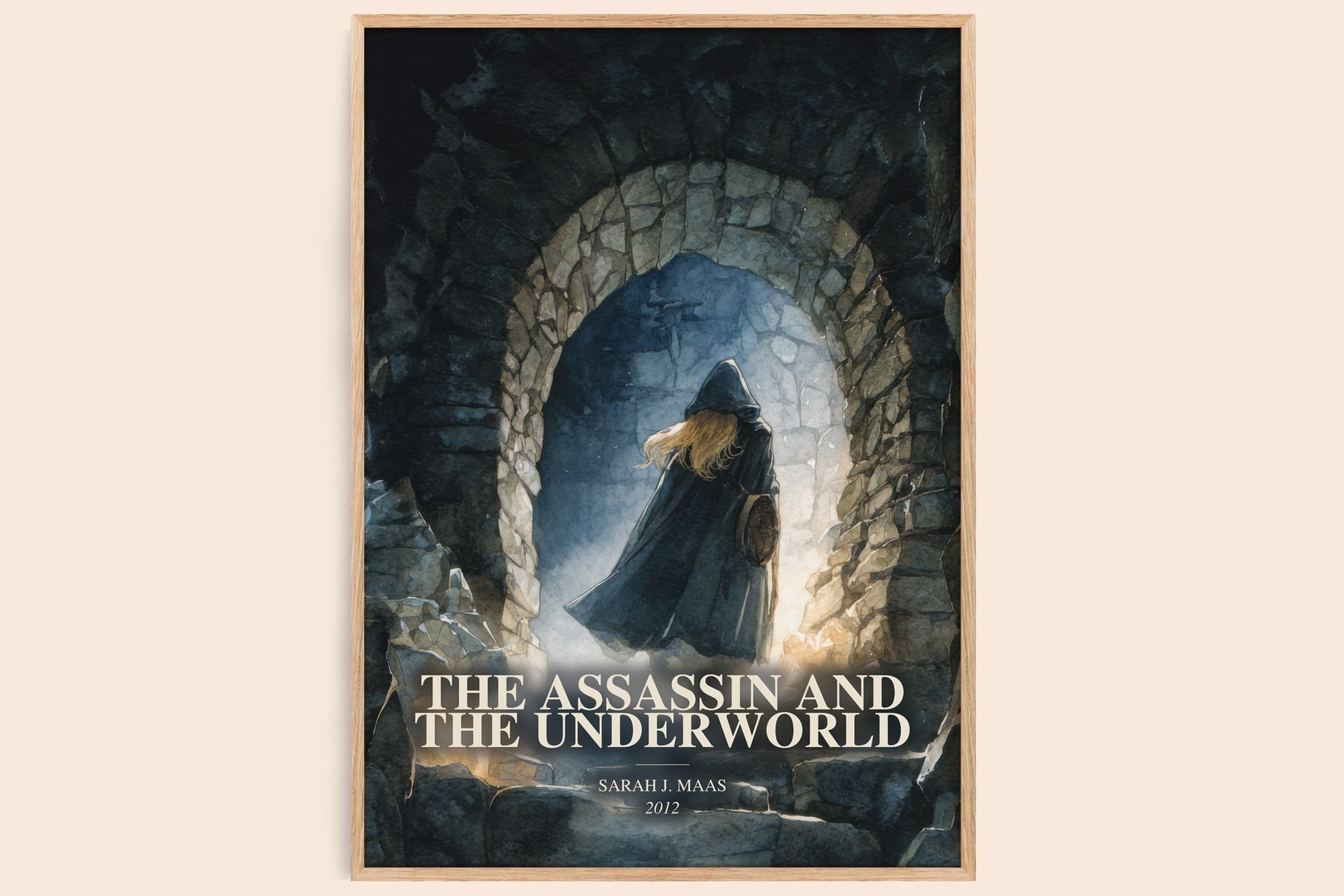 The Assassin And The Underworld watercolour book poster by Sarah J. Maas – framed literary art print