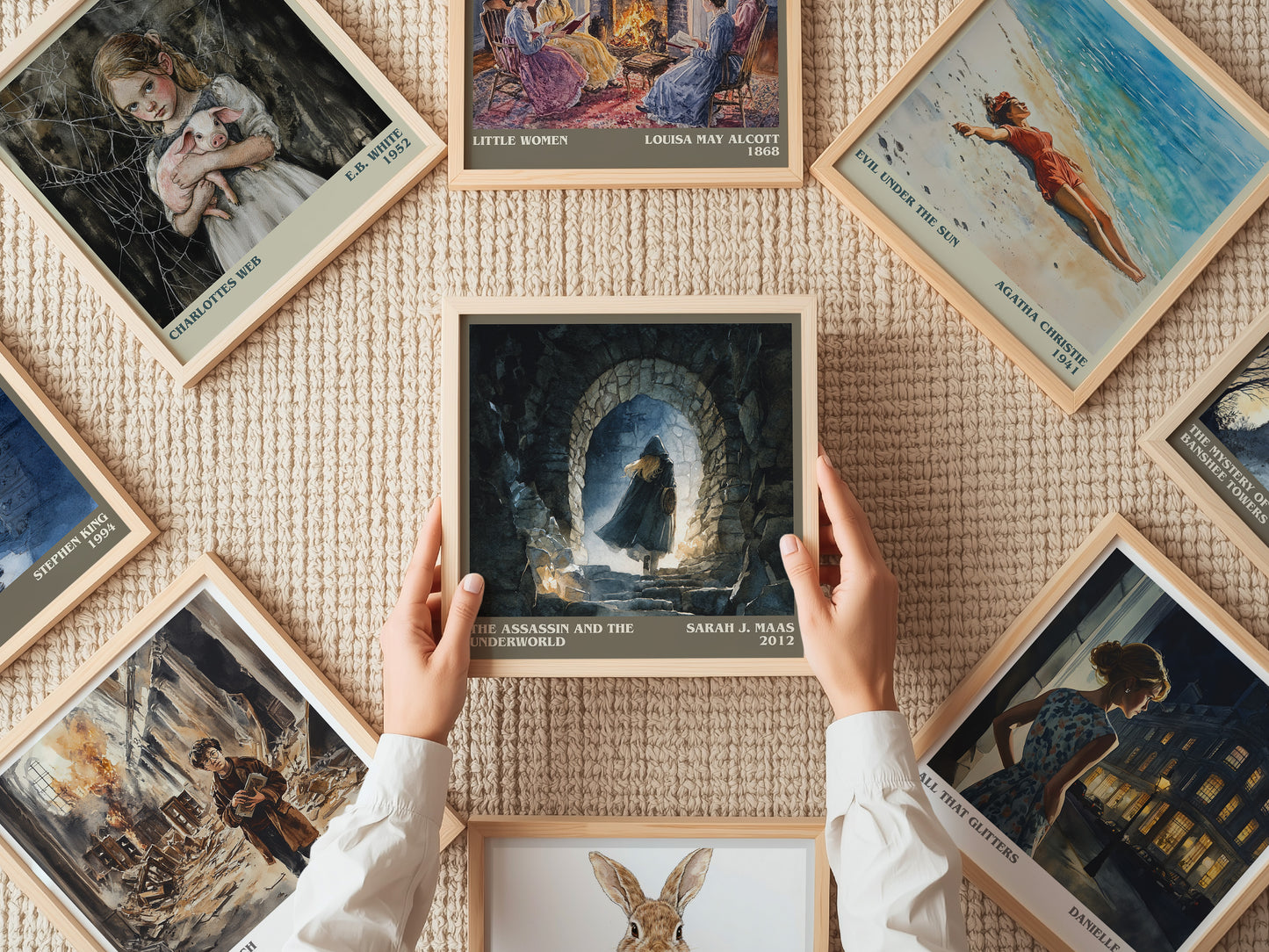 The Assassin And The Underworld literary print on bookshelf – Sarah J. Maas fan gift