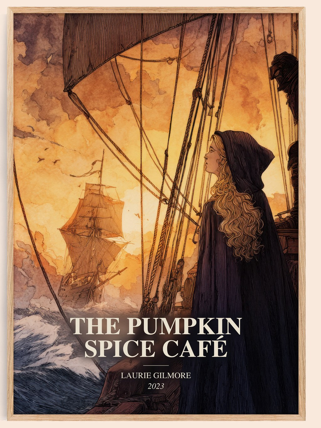 The Pumpkin Spice Café watercolour book poster by Laurie Gilmore – framed literary art print