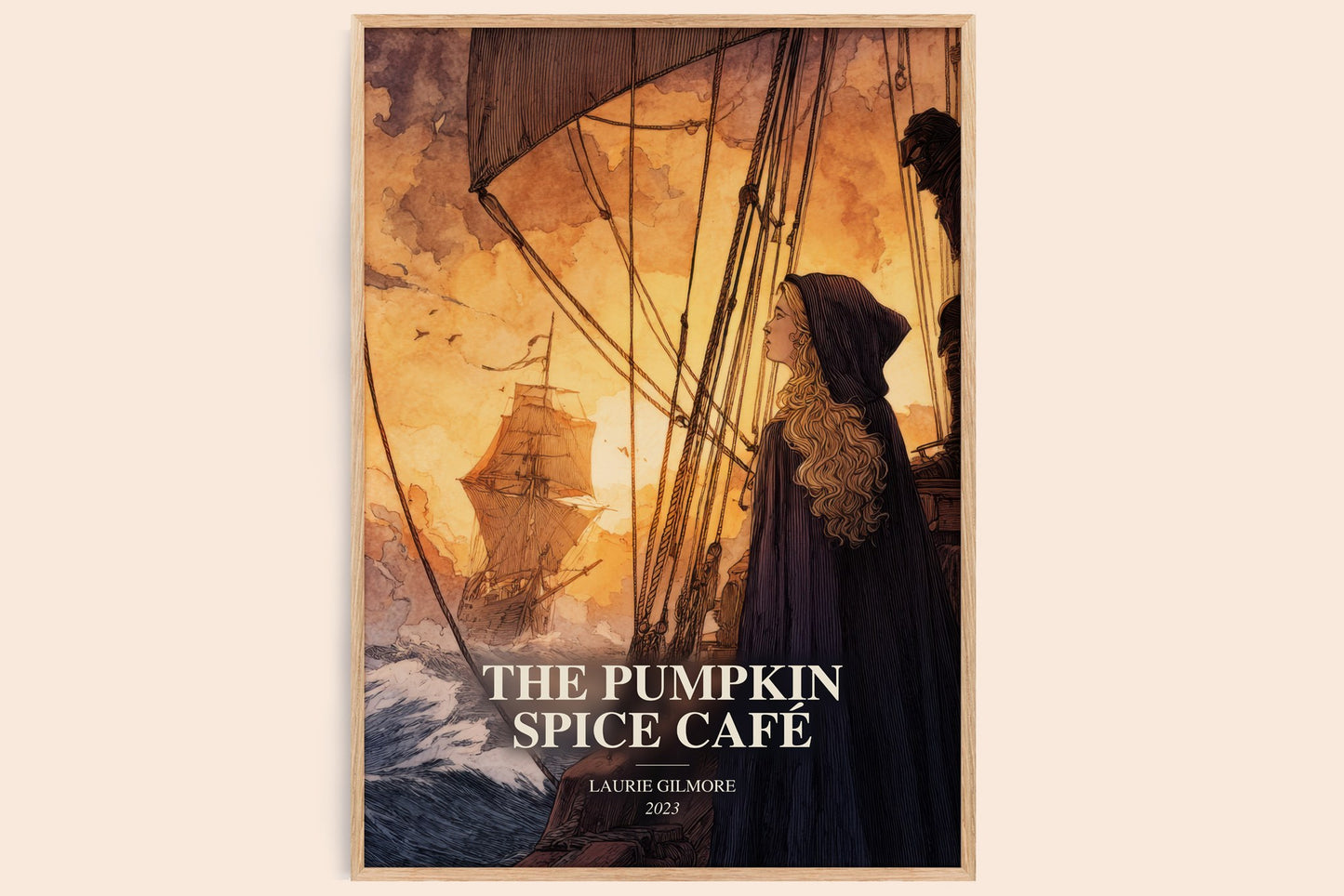 The Pumpkin Spice Café watercolour book poster by Laurie Gilmore – framed literary art print