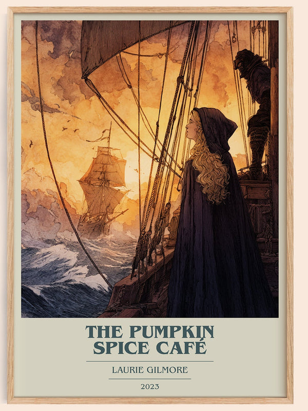 The Pumpkin Spice Café book cover book poster by Laurie Gilmore – framed literary art print