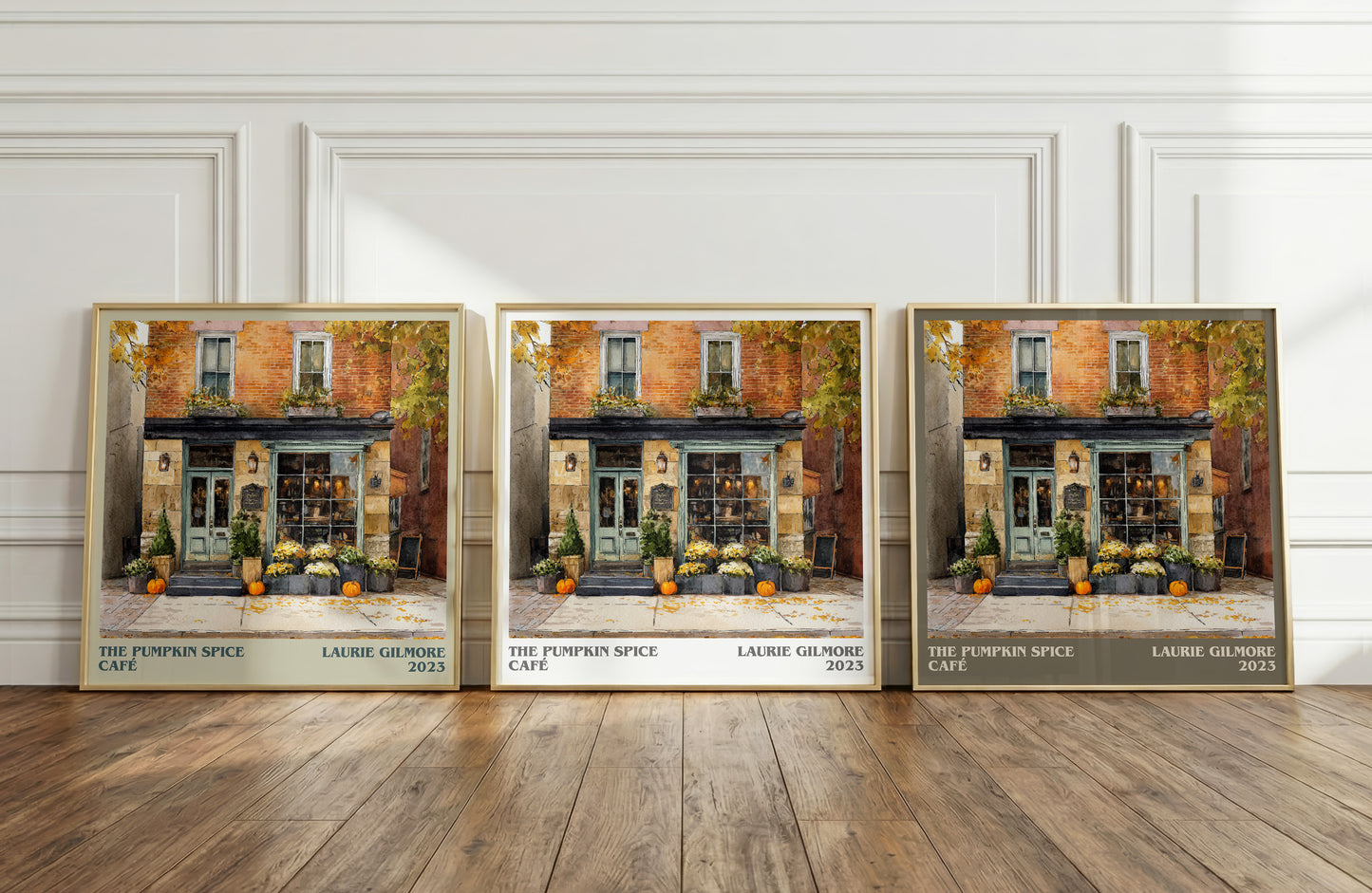 The Pumpkin Spice Café literary print framed by window – literary home decor