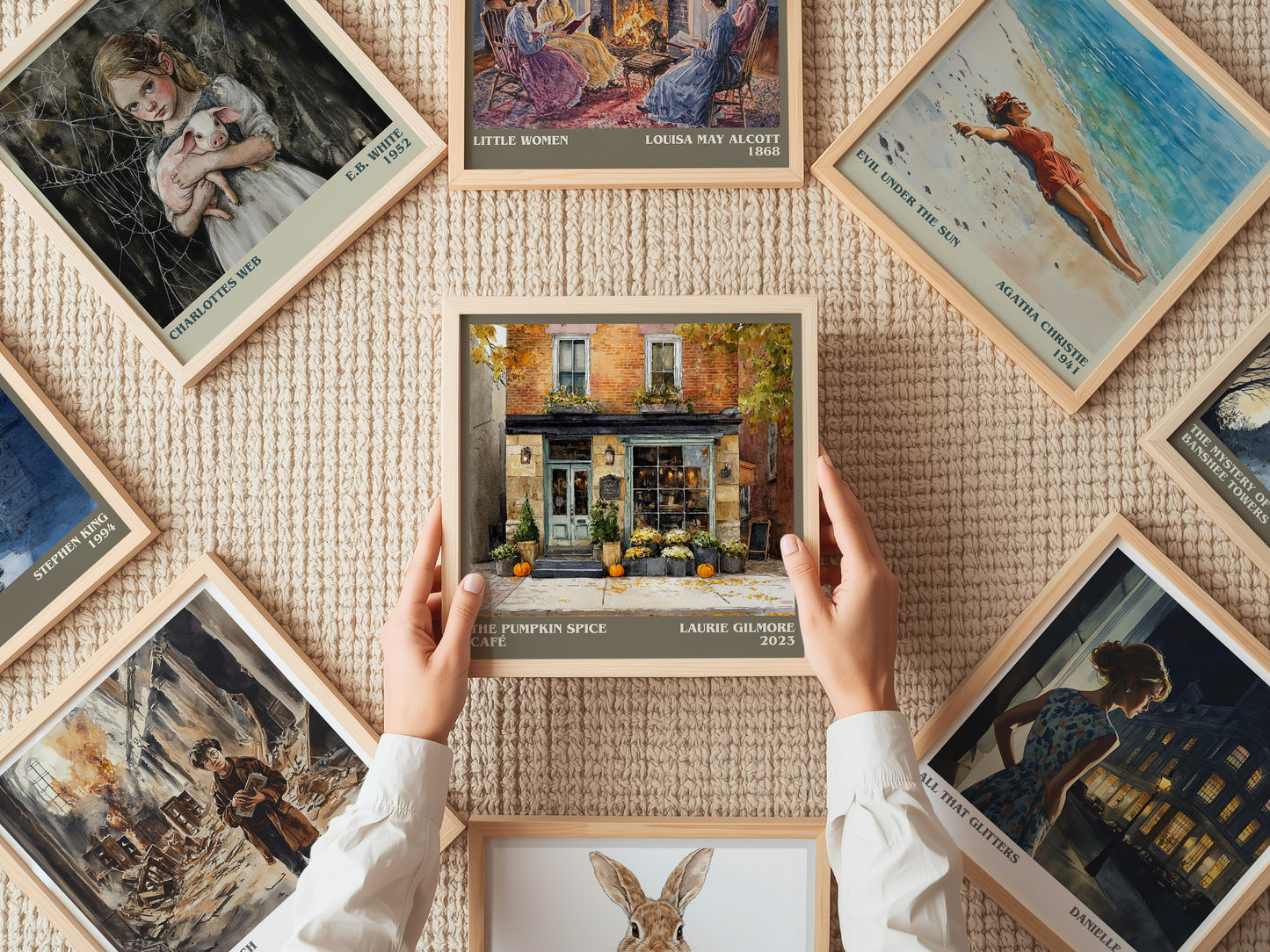 The Pumpkin Spice Café literary print on bookshelf – Laurie Gilmore fan gift