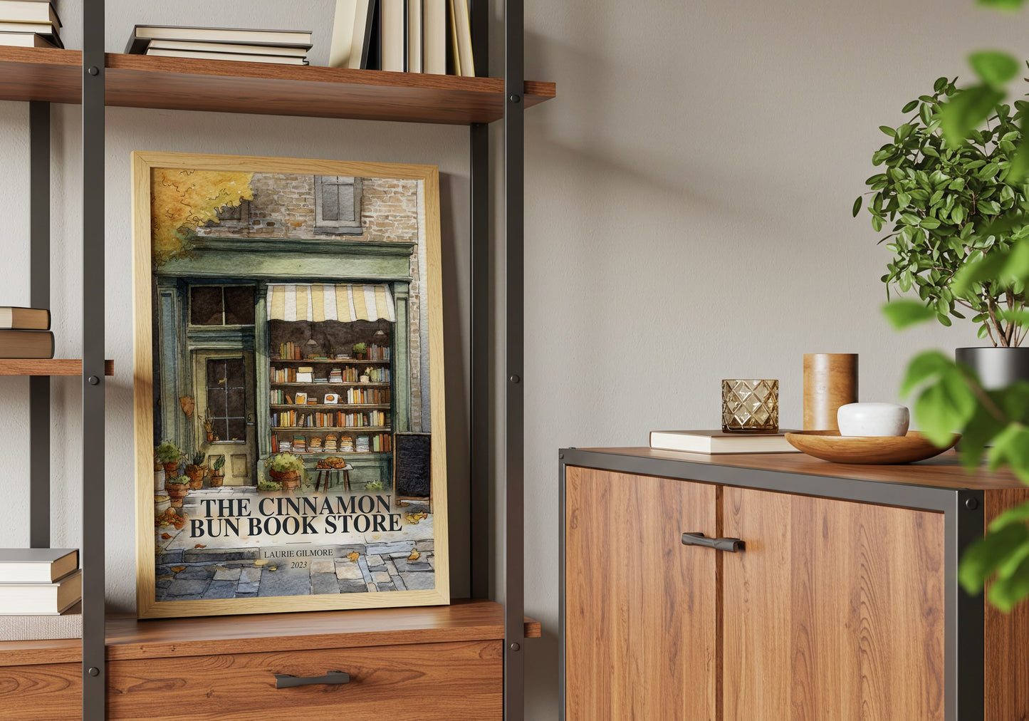 The Cinnamon Bun Book Store book watercolour illustration paper finish options – matte satin gloss